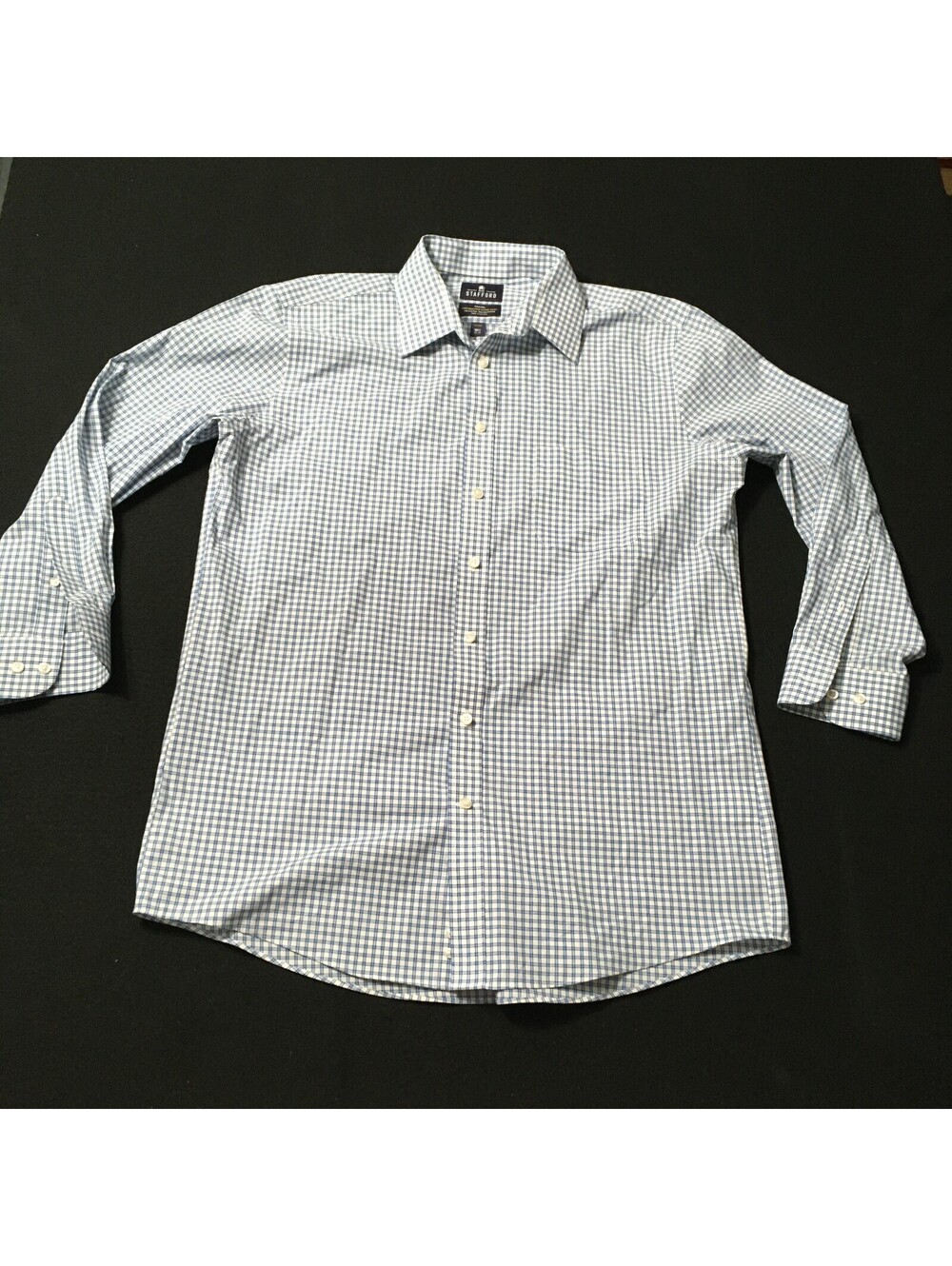 Stafford Dress Shirt Mens 16.5 32/33 checkered Button Up performance super shirt